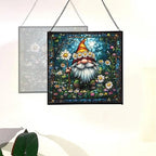 Daisy Crown Gnome Stained Glass Suncatcher – Square Hanging Window Panel for Home or Greenhouse – Whimsical Glass Art Gift for Garden Lovers, Christmas, Halloween, Father Days uoZbMI - Image 4