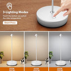 2Pack Rechargeable Cordless Table Lamp, Portable Powered LED Battery 6000mAh Metal USB Desk Lamp, 3 Levels Brightness Light for Restaurants Outdoor (2pack Silver) - Image 3