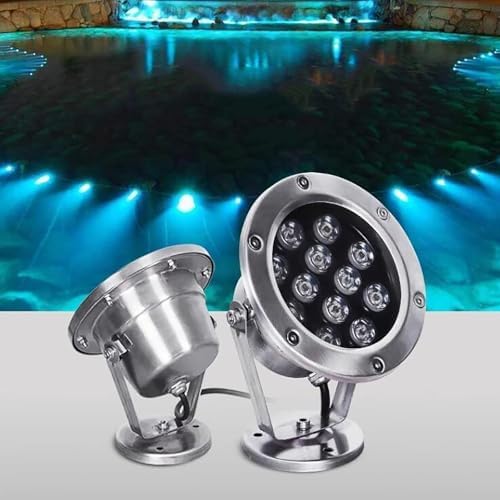 LED Underwater Pond Light - RGB Submersible LED Pool Lights, IP68 Stainless Steel Pond Fountain Lamp, AC 24V Low Voltage Pool Lighting Lights, 360° Adjustable Angle by Unknown