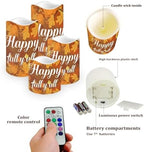 Happy Fall Y'all Maple Battery Operated Candles with Timer Remote Pillar Candles Battery Operated Set of 4 Led Flameless Candles for Thanksgiving Day Party Home Room Kitchen Decor - Image 3