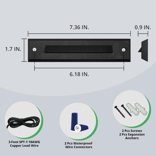 GKOLED 6-Pack Low Voltage LED Linear Step Lights, Black, 2700K - Image 6