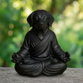 OLOMA Concrete Meditating Dog Statue Heavy Stone Garden Sculpture Weather Resistant Outdoor Indoor Decor for Patio Lawn Yard Entryway Meditation Space Accent Feature by OLOMA