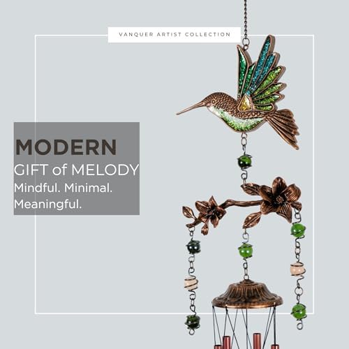 Wind Chimes for Outside, Wind Chimes Outdoor Clearance, Soothing Tones, Hummingbird Wind Chime, Memorial, Sympathy Gift, Patio, Porch, Home Décor, Modern, Art Décor, Bronze (32" Hummingbird) - Image 3