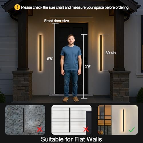 Modern Outdoor Wall Lights - 39inch Black Exterior Light Fixtures Wall, Porch Lights Outdoor Wall Sconce, Patio Long Strip Wall Light Fixtur Outside for Garage, House - Image 4
