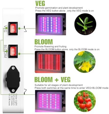 300W Home-Use Sunlike LED Plant Light, 192 Long-Lifespan Lamp Beads With VEG/BLOOM Switchable Modes, 100-277V Wide Voltage US Plug for Indoor Seed Germination, Potted Vegetables And Flower Cultivation - Image 4