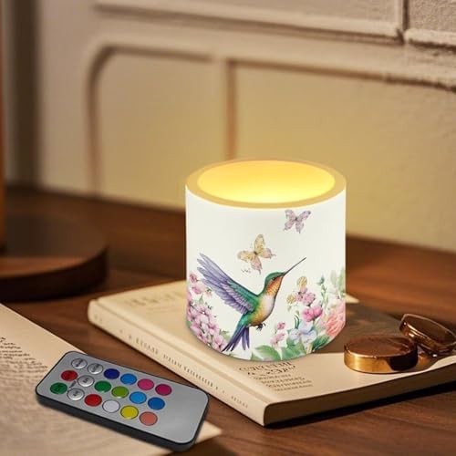 4 Pack Flickering Flamless Candles with Remote Battery Operated LED Pillar Candles with Timer for Indoor Outdoor Wedding Dining Room Home Decorations, Floral Hummingbird Butterfly - Image 2
