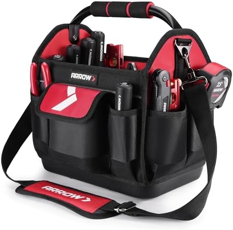 ARROW 12" Tool Tote with Waterproof Hard Base, Electrician Tool Bag by ArrowToolGroup