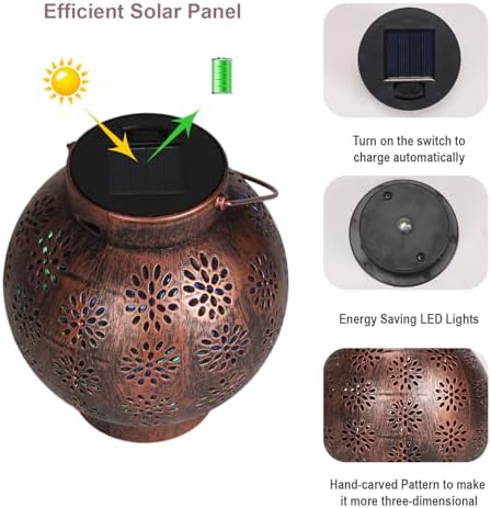 Edenseelake Dual-Lighting Mode Solar Hanging Lanterns Outdoor Waterproof, Decorative LED Lantern for Garden, Patio, Porch, Yard, Lawn, 2 Pack - Image 3