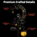 Halloween Solar Garden Stake Light Crescent Moon Black Cat - Image 5