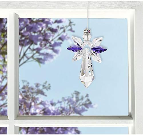 Woodstock Chimes Woodstock Rainbow Makers Collection, Crystal Guardian Angel, Large (2'') Amethyst, Large Guardian Angels Crystal Suncatchers for Outdoor, Patio, Home or Garden Décor (CALAT) - Image 2