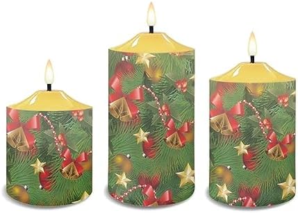 Cozeyat Flameless Candles with Remote Christmas Lights Bowknot Tree Design Electric LED Candles for Indoor Outdoor Christmas Decor Flickering Pillar Tea Lights Battery Operated - Image 2