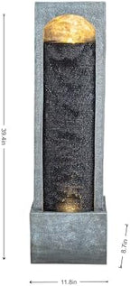 39" Modern Tall Outdoor Water Fountain Vertical Cascading Waterfall Feature - Image 7