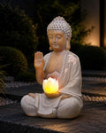 Nacome Solar Buddha Garden Statue Decor: Sitting Figurine with Lotus Light by Nacome