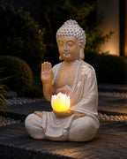 Nacome Solar Buddha Garden Statue Decor: Sitting Figurine with Lotus Light by Nacome