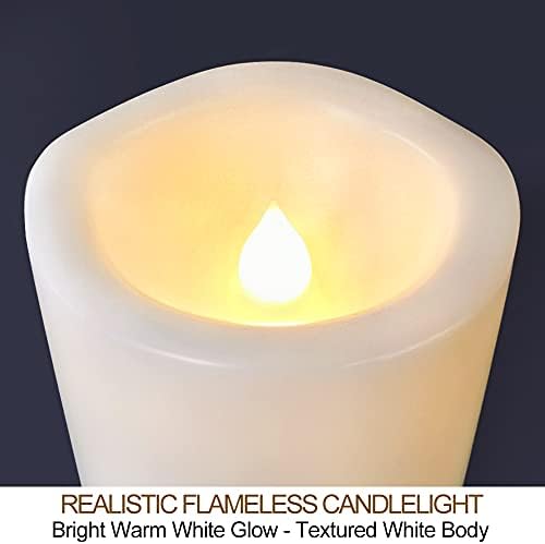 Pack of 2 Large White LED Candles Outdoor 4x10 - Unscented IP65 Waterproof Battery Powered Flameless LED Pillar Candles with Remote and Timer - Battery Operated Flameless Candles Flickering - Image 6