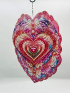 Shwing 12 Inch Wind Spinner Heart Floral Hanging Decor Romantic Valentine Metal Ornament Double Sided Outdoor Kinetic Garden Art 3D Wind Spinner for Patio Porch Balcony Backyard Tree Decoration - Image 2