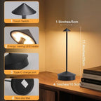 2 Pack Aluminum Cordless Table Lamp, 6000mAh Rechargeable Table Lamps, Portable Touch LED Lamp, Outdoor Waterproof Dimmable Cordless Rechargeable Table Lamps for Restaurant/Patio- Black (Black) - Image 6