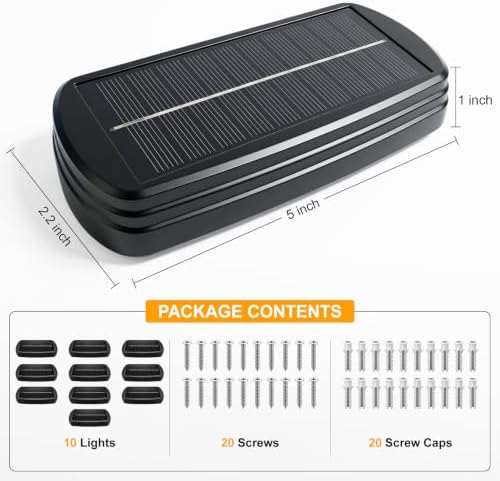 Solar Fence Lights Outdoor Waterproof,9 Modes Color Changing Solar Powered Deck Lights,12H Runtime Optical Lens Lighting for Halloween Christmas Decorations,Patio/Wall/Backyard/Garden/Step(10 Pack) - Image 5