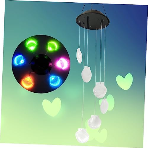 Happyyami 2pcs Shell Wind Chimes Solar Hanging Lights Solar Wind Chimes Wind Chime Lamp Wind Chime Light Led Chandelier - Image 4