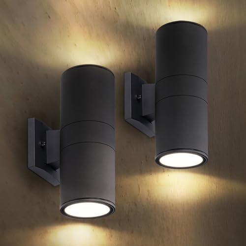 ASD 2 Light Cylinder Outdoor Sconce Lights, Black 120W E26 ETL 2 Pack by ASDLightingCorporation