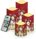 Christmas Snowman Flameless Candles with Timer and Remote Battery Operated LED Candles Color Changing Christmas Newyear Party Pillar Candles Bulk Fake Candles for Festival Home Decor by Uorisanigo