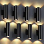 DAKAFUL Outdoor Wall Lights 8 Packs, Integrated LED Cylinder Up Down 12W 2700K Modern Aluminum Light, Waterproof Exterior Light for Porch Patio Door by DAKAFUL
