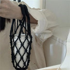Mason Jar Hangers 10pcs Portable Coffee Cup Bag Hollow Out Bottle Practical Mugs Foldable Water Bags Woven Net Cover For Hanging Bottle(Beige) - Image 2