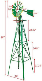 Garden Windmill for Yard Decor, 8 ft Tall Metal Windmill with Spinning Blades, Weather-Resistant Outdoor Windmill for Lawn, Farmhouse, Rustic & Farm Decor,Green - Image 2
