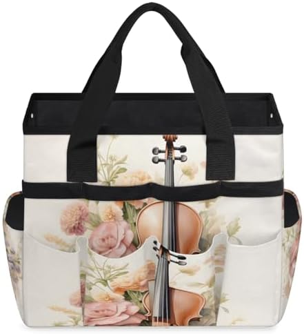 Music Violins Garden Tool Bag Organizer Heavy Duty Flower Gardening Tote Bag with 10 Pockets for Women Men Gardening Gifts - Image 2