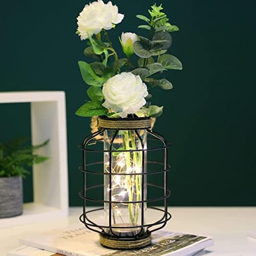 JHY DESIGN Metal Cage LED Lantern Battery Powered,9.4" Tall Cordless Accent Light with 20pcs Fairy Lights Great for Weddings Parties Patio Events Indoors Outdoors. - Image 5