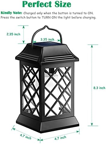 TomCare Flickering Flame Solar Lights Outdoor Metal Hanging Lantern, 2 Pack - Image 4