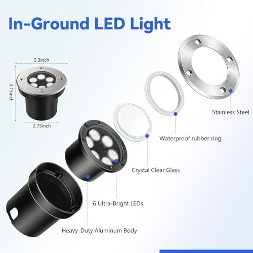 JESLED 8 Pack Low Voltage Landscape Lights, 6000K LED Well Lights - Image 5