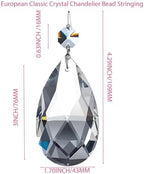 12pcs 76mm Clear Teardrop Crystal Chandelier Prisms Replacement Parts, Hanging Glass Beads for Chandelier Decoration,Suncatcher Fengshui Decoration (Clear Beads with Silver Plated Pin, 76mm(3.0")) - Image 3
