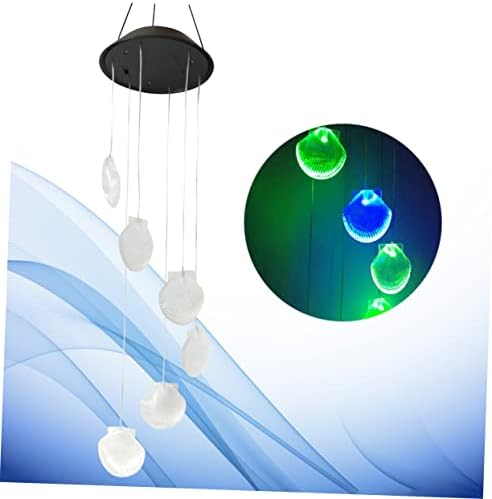 Happyyami 2pcs Shell Wind Chimes Solar Hanging Lights Solar Wind Chimes Wind Chime Lamp Wind Chime Light Led Chandelier - Image 2