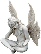Design Toscano Gazing Secret Garden Fairy Woman Statue Figurine, 7 inches wide, 10 inches tall, Cast Stone Resin, Antique Stone Finish by DesignToscano