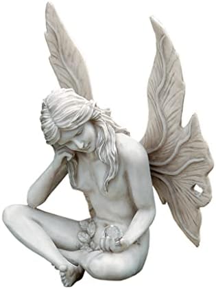 Design Toscano Gazing Secret Garden Fairy Woman Statue Figurine, 7 inches wide, 10 inches tall, Cast Stone Resin, Antique Stone Finish by DesignToscano