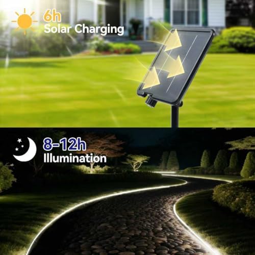Solar LED Strip Lights Outdoor 6000K White 32.8 FT for Step, Pool, Deck - Image 2