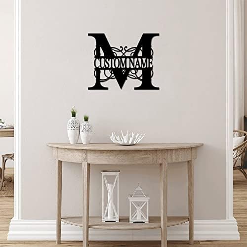 M Custom Name Initial Letter Monogram Decorative Metal Sign Door Hanger Sign Personalized Long Lasting Laser Cut Metal Wall Artwork Cut Out Sign for Dining Room Bedroom Garden Decorations Home Decor - Image 4