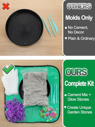 10in Glow in the Dark Stepping Garden Stone Kit, All-in-1 Family DIY Gifts - Image 3