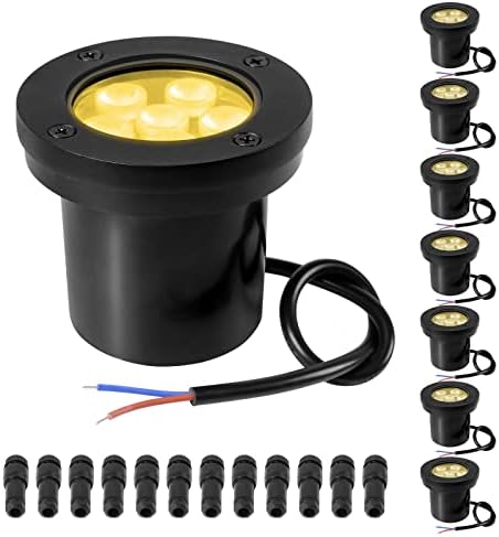 Low Voltage Landscape Well Lights, Outdoor LED Ground Lights for Garden, Lawn, Backyard, Patio Walkway (3.7Inch 8Pack) Black 3000k Warm White by INTWELL