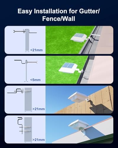 FALOVE 4 Pack Cool White Solar Power Gutter Mount Lights Outdoor Waterproof - Image 3