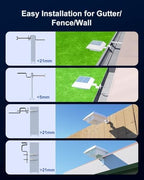 FALOVE 4 Pack Cool White Solar Power Gutter Mount Lights Outdoor Waterproof - Image 3