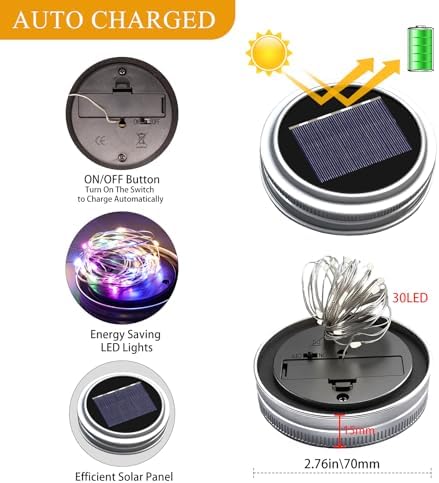 Mason Jar Solar Lights for Outside, 12 Pack 30 LED Fairy Lights(NO Jars) - Image 2