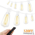 Brightever 120FT LED Outdoor String Lights with Remote, Patio Lights Outdoor Waterproof with 38 Shatterproof Edison Bulbs, Dimmable Outside Hanging Light for Birthday, Party, Christmas Decor, White by Brightever