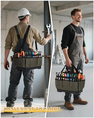 Marscamd Waxed Canvas Tool Bag with Hard Bottom and 8 Pockets - Image 6