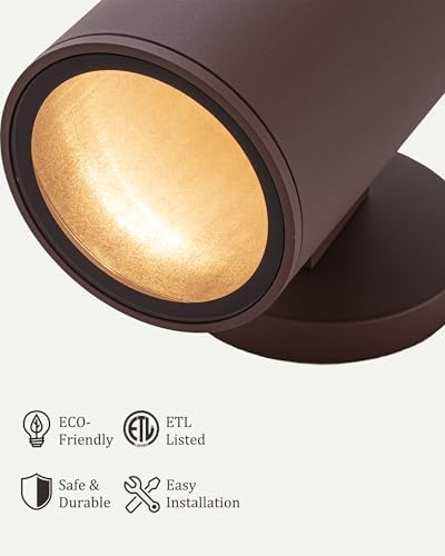 Ken & Ricky Modern Aluminum Outdoor Wall Sconce Lights,Brown Color,2 Pack - Image 2