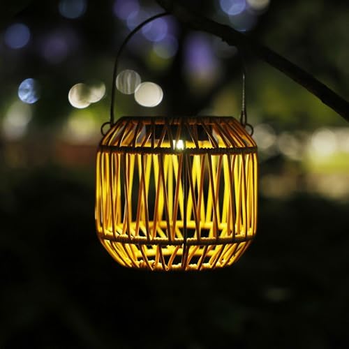 Solar Hanging Lanterns 2-Pack, Faux Rattan for Outdoor - Image 5