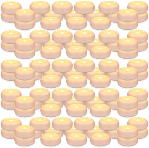 100 Pack 2 Inch Flameless LED Floating Candles, Battery Operated White Tealights with Realistic Flickering Flame, Waterproof for Cylinder Vases, Wedding Centerpieces, Pool, Party & Holiday Decor - Image 2