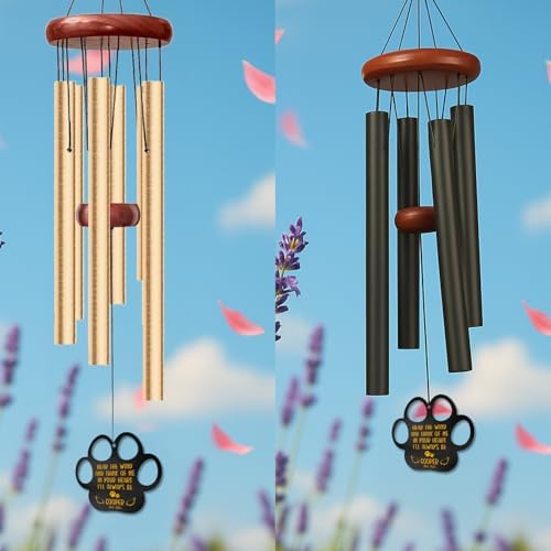 Personalized Pet Memorial Wind Chime – “Hear The Wind and Think of Me” Paw Print Design – Custom Dog or Cat Name & Years – Sympathy Gift for Pet Loss – Outdoor Garden Remembrance Windchime - Image 3