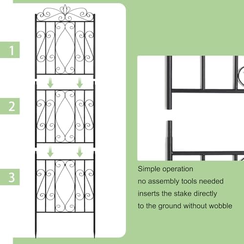 unho 2 Pack 71.6x20in Iron Arch Garden Trellis with Black Metal - Image 5